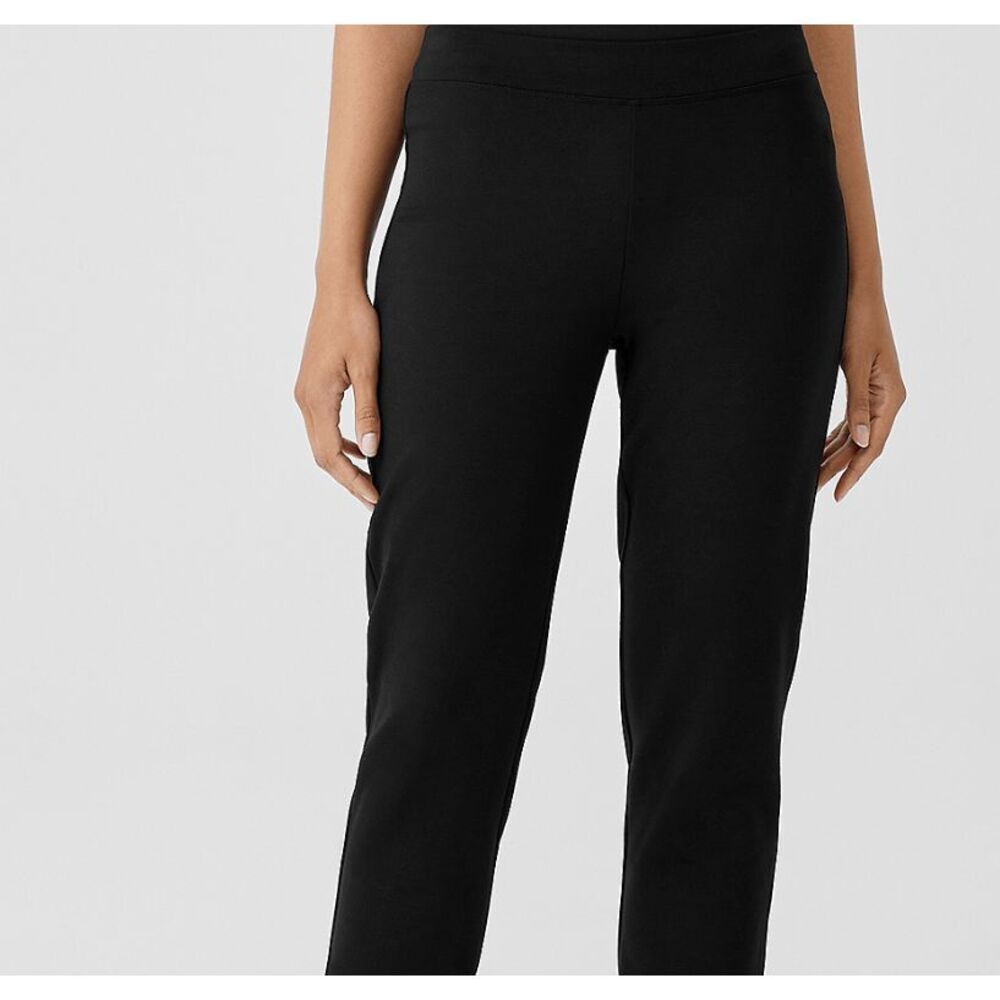 EILEEN FISHER Stretch Ponte Pants Rayon Spandex Black Pull On Size Large